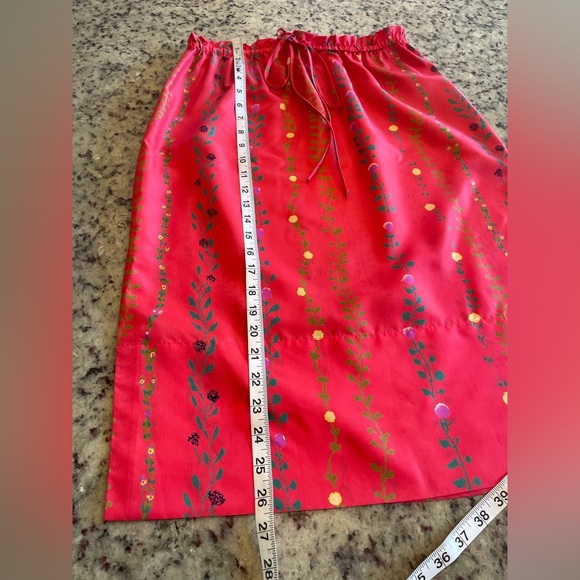 New women’s BCBG Max Azria 100% silk floral print Y2K drawstring skirt size M - Picture 5 of 5